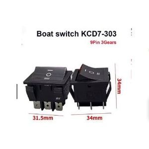 2pcs KCD7-303 perforate 28 x 31 mm 9 pin ON - OFF - ON boat rocker switch power switch