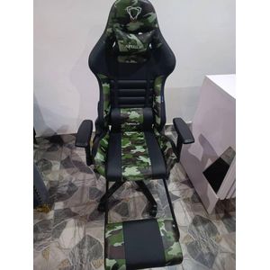 Gaming Chair with Footrest for Adults - Ergonomic Gaming Chairs with Foot Rest - Big and Tall Computer Game Chair - PU Leather Reclining Video Game Chairs with Spring Cushion - 