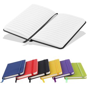 A6 Notebook Combo Deal Small Pocket Hardback Lined Journal Notepad with Pen Loop,80 Page, Elastic Closure and Ribbon Marker 