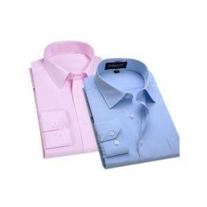Men Corporate Quality Plain Long Sleeve Pink and  Sky Blue Shirt