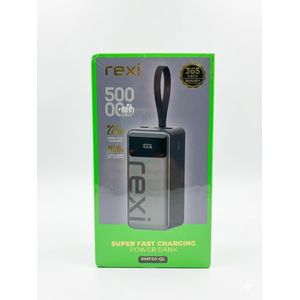 Rexi RMF50-QL Power Bank 50000mAh 22.5W for Phones and Tablets With Carrying Strap