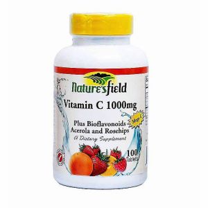 Nature'S Field Vitamin C 1000mg Mega C - Plus Bioflavonoids, Acerola & Rosehips - Dietary Supplement - 100 Tablets