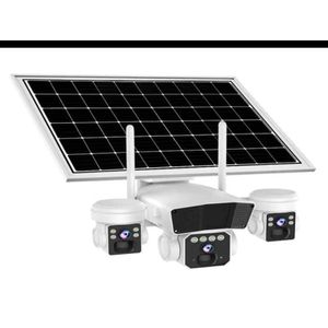 Dome  Triple Lens 4G Solar CCTV Camera – Wireless Outdoor PTZ Security Camera with Night Vision, Motion Detection, SIM Card & O-KAM App