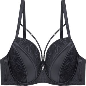Binnys Gray Women's Bra,Rhinestone Chest Band, Full Coverage Lift Underwire, Non-Detachable Padding, T-Shirt Bra Steel Boning Support for Wedding Dresses, Party & Formal Attire - Elegant Everyday to Special Occasion Lingerie