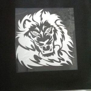 Top Grade Quality Roaring Lion Head Vehicle Sticker - 1pc (White)