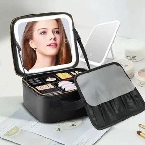 Luxury Portable Makeup Box With Smart LED Mirror & Adjustable Dividers
