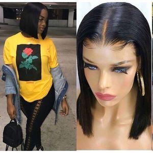 Female Black Short Straight Hair Blunt Head Wig