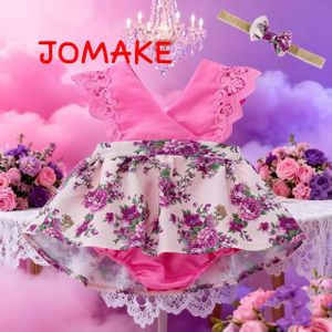 JOMAKE 1M-3Y girls' romper suit, rose pink floral print