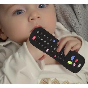 Realistic TV Remote Teether for Babies – Soft Food-Grade Silicone Chew Toy with Textured Sides & Colorful Animal Shapes, Easy-Grip Infant Teething Relief