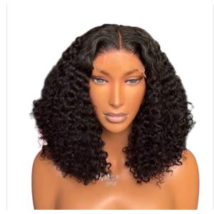 Super soft full curly hair wig with glueless 4 by 4 closure natural color 14 inches 