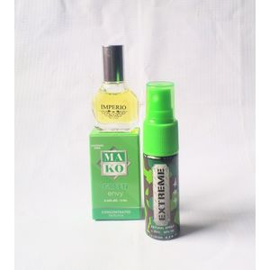 Perfume Gift Set Combo of 2 in 1 of Mako Green Envy Oil Perfume 5ml and Extreme Mini Body Spray 20ml (Unisex Daily Handy Use), NAFDAC Number: EDP: A2-105047, Spray: A2-5647