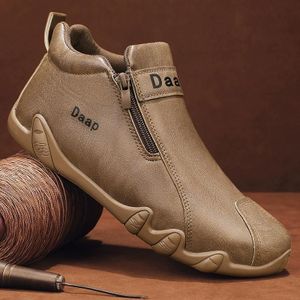 GALUIN Men's Outdoor Formal Flat Business Shoes Loafers Italian Official Brown