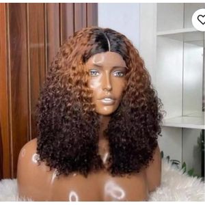 3 tone super soft budget pixie curly hair wig with 2 by 4 Tclosure 14inches