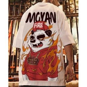 Men's Artistic Street Style T-Shirt Design Cartoon Cute Panda - White