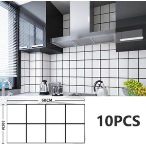 10-Piece Kitchen Wall Sticker Set , Faux-Tile Grid Decals (30 x 60 cm)