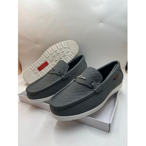 Clarks  Men’s Quilted Leather Loafers with White Sole – Grey (ED202G)