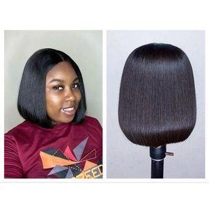 Wigs for Ladies Synthetic wig Cheap wig Bone Straight Blunt Bob Middle Part Closure Wig