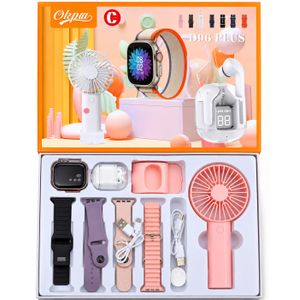 D96 Plus 8-in-1 Smartwatch Gift Set – Wireless Earbuds, Portable Mini Fan & Multi-Strap Combo