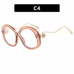 Luxury Oversized Round Pearl Sunglasses – Vintage Anti-Blue Light Clear Glasses for Wome