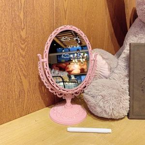 Retro Mini Oblong Table Makeup Decorative Mirror Pink