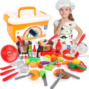 35 Pcs Kitchen Pretend Play Accessories Toys,Cooking Set with Stainless  Steel Cookware Pots and Pans Set,Cooking Utensils,Apron,Chef Hat,and  Cutting