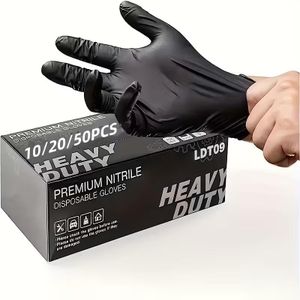 20pcs Disposable Nitrile-Blend Gloves (Black) – High-Elastic, Durable, Multi-Purpose for Cleaning, Salon, Food Prep & DIY