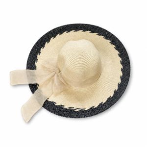 Fashion Express Women's Wide Brim Straw Sun Hat with Bow