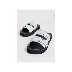 Gen Z Buckled White Slides