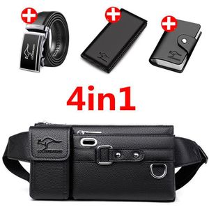 Bekia 4in1 Men's chest bag waist bag small portable bag with 1 card bag 1 wallet and 1 belt included