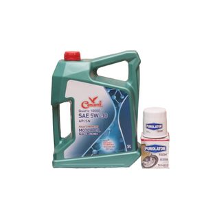 CONCORD QUARTZ 10000 SAE 5W-30 FULLY SYNTHETIC ENGINE OIL 5 LITRES + PUROLATOR OIL FILTER FOR HONDA AND ACURA , NISSAN AND INFINITY , KIA , HYUNDAI AND MITSUBISHI