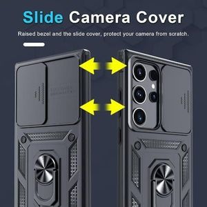 Galaxy S25 Amor Rugged Case With Sliding Camera Cover And Ring Holder
