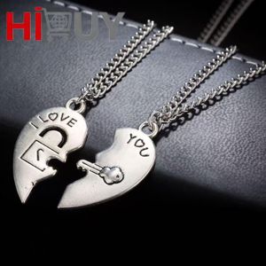 General Motor HIBUY Fashion Couple Chain Heart-shaped Wish Stone Splicing Pendant