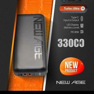 New Age 33000mAh Turbo Ultra 11 20W PD Fast Charging Digital Display Type-C Input & Output Power-Bank