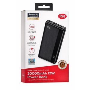 itel 20000mAh Power-Pulse A1160 12W Fast Charging Type-C Input and Output Digital Display Power-Bank