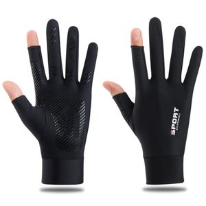 Summer UV Protection Gloves, Unisex Two-Fingerless Non-Slip Gloves