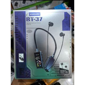 Samsung Neck Hanging Wireless Bluetooth Headset with Battery Percentage Display – Sports Earphones with Premium Sound ( BT-37 )