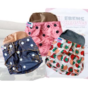 EBENS CRADLE Washable/Reusable Diapers: 1-Size-Fits-All 3-22Kg (100% Waterproof Polyester PUL Material)