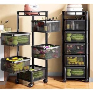 Portable 5-Layer Square Multipurpose Kitchen Storage Rack