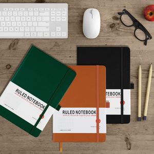 3 Pack Journal A5 Notebook 100sheets / 200 Pages 80 GSM Journal Notebook Hardback Notepad with Lined Pages, Pen Loop and Expandable Paper Pocket (Black, Brown, Green)