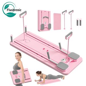 Flushrenic Pilates Board, Pilates Reformer Set, 5 in1 Pilates Reformer Machine with Timer,Multi-Purpose Foldable Pilates Reformer Board for Home, Pilates Sliding Board for Home Women Men