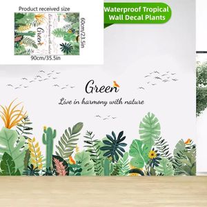 Stick Green Plants Wall Stickers Home Decor Removable Tropical Tree Leaf Plants Wall Art