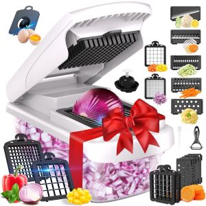 15-in-1 White Vegetable Cutter - Multi-Function Chopper with Stainless Steel Blades