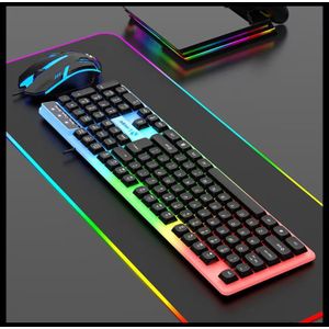 Gaming Keyboard and Mouse Combo, Mechanical Feel Floating Keycaps, RGB LED Backlit Luminous Keyboard, Ergonomic Wired Gaming Set for PC Laptop