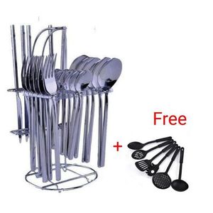 24 Pieces Dinning Cutlery Set USA + 6 Pieces Cooking Spoon