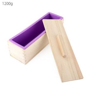 1.4L Rectangular Loaf soap Mold Silicone with wood Box for soap