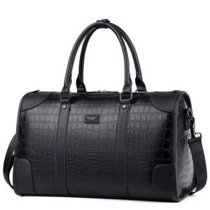 Premium Crocodile Pattern Travel Duffel Bag – Large Capacity Hand & Shoulder Carry Bag, Classic Crocodile Texture Holdall Travel Bag, Premium Hand & Shoulder Carry Duffel Bag, Premium Black Overnight Duffel with Hand 