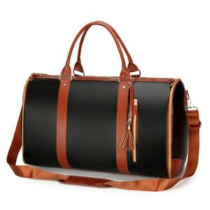 Foldable Waterproof PU Leather Suit Travel Duffel Bag for Business Trip