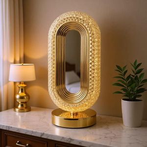 Modern Style Luxury LED Touch Crystal Table/Bedside/Reding Rechargable Lamp Suitable for Both Reading and Decorative purposes