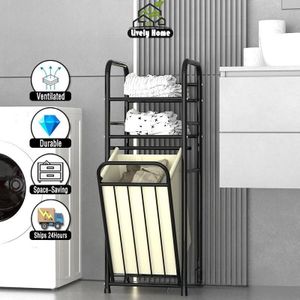 Laundry Storage Organizer Rack with Laundry Hamper