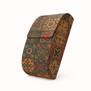 ONIBENZ Vintage Mosaic Partterned Cork Case For Eyeglasses Protection (with Glasses Rope)